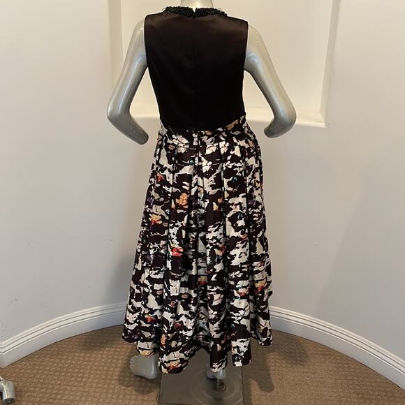 Principessa Bridal Black Printed Hi/Lo Fit & Flare Pleated Dress size 8 - Picture 4 of 15